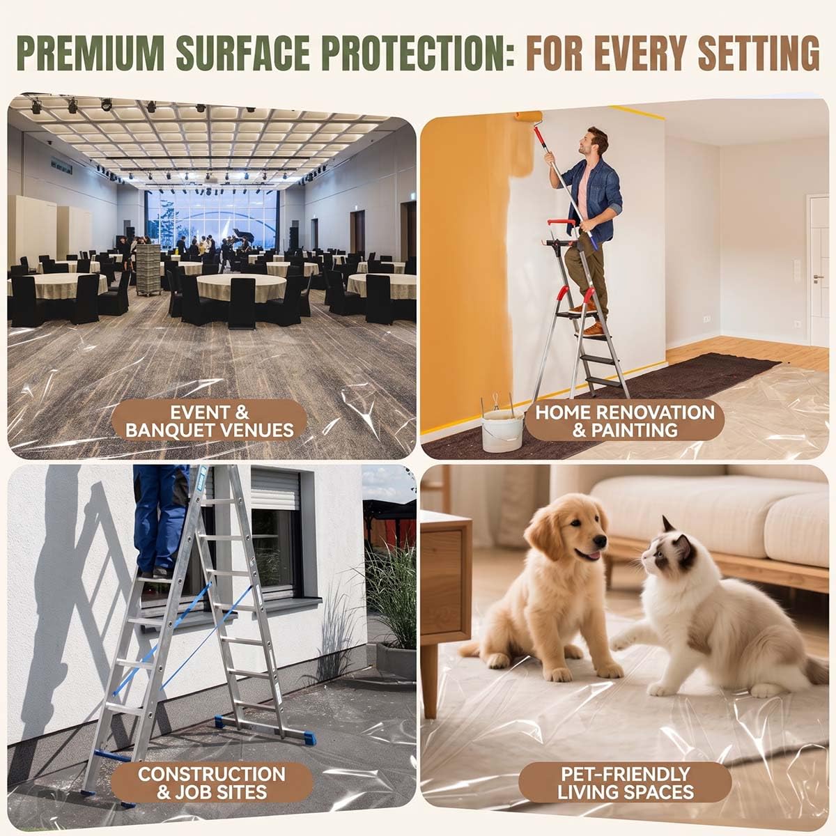 Carpet Protection Film Applicator, Dual Rollers, Quick Change, ADJ 24"&36"W