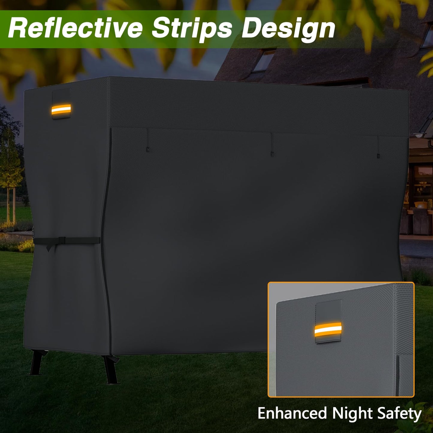 EVRBUL Upgraded Outdoor Swing Cover, 3 Seater Patio Swing Heavy Duty 420D Cover, Waterproof Windproof UV Protection, 87”L x 49”W x 67”H