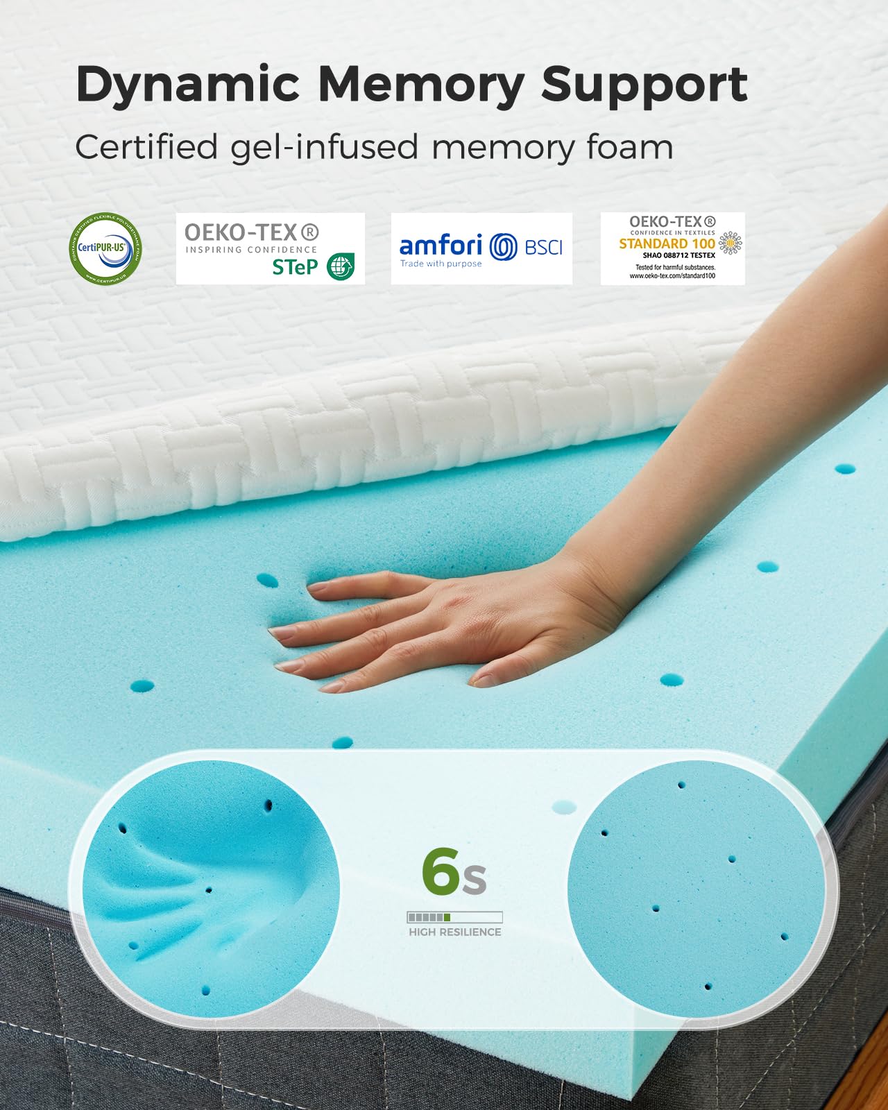 PERLECARE Full XL Mattress Topper - 3 Inch Cooling Memory Foam Mattress Pad Made with CertiPUR-US® Certified Foam,Bed Topper with Bamboo Cover,Removable & Washable & Non-Slip,Oeko-Tex Certified