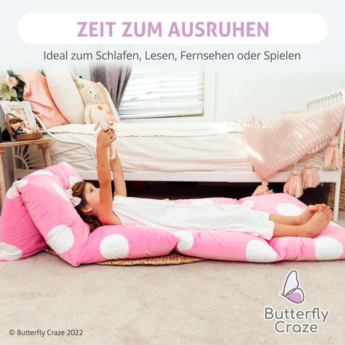 Butterfly Craze Floor Pillow Cover Plush Folding Lounger Bed Cushion Case