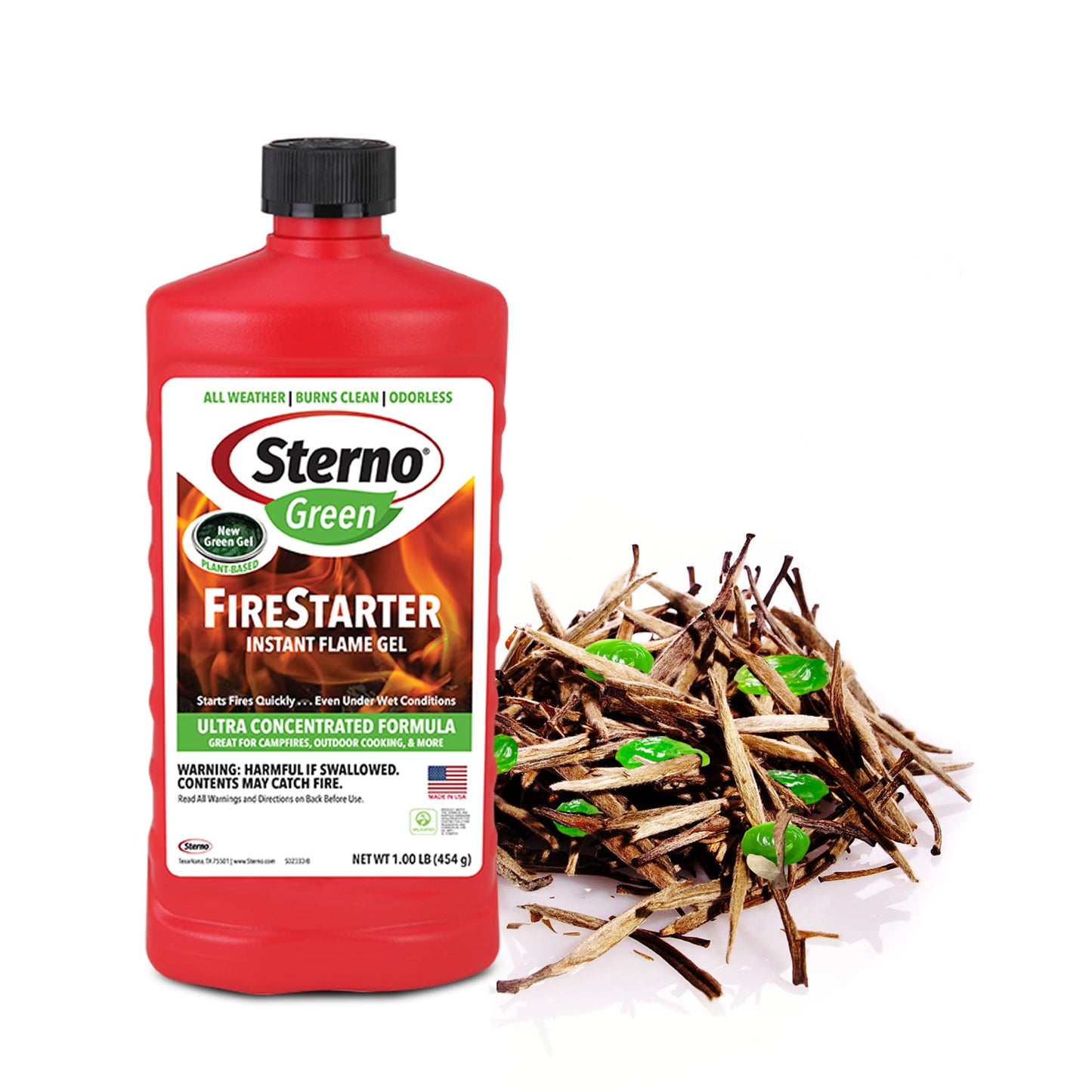Sterno Charcoal Lighter Fluid, Fire Starter Gel for Pellet Stoves, BBQ Grilling, Campfire, Ethanol Clean Burning Instant Flame - Ultra-Concentrated, All-Weather for Indoor & Outdoor - 3-Pack, 16oz
