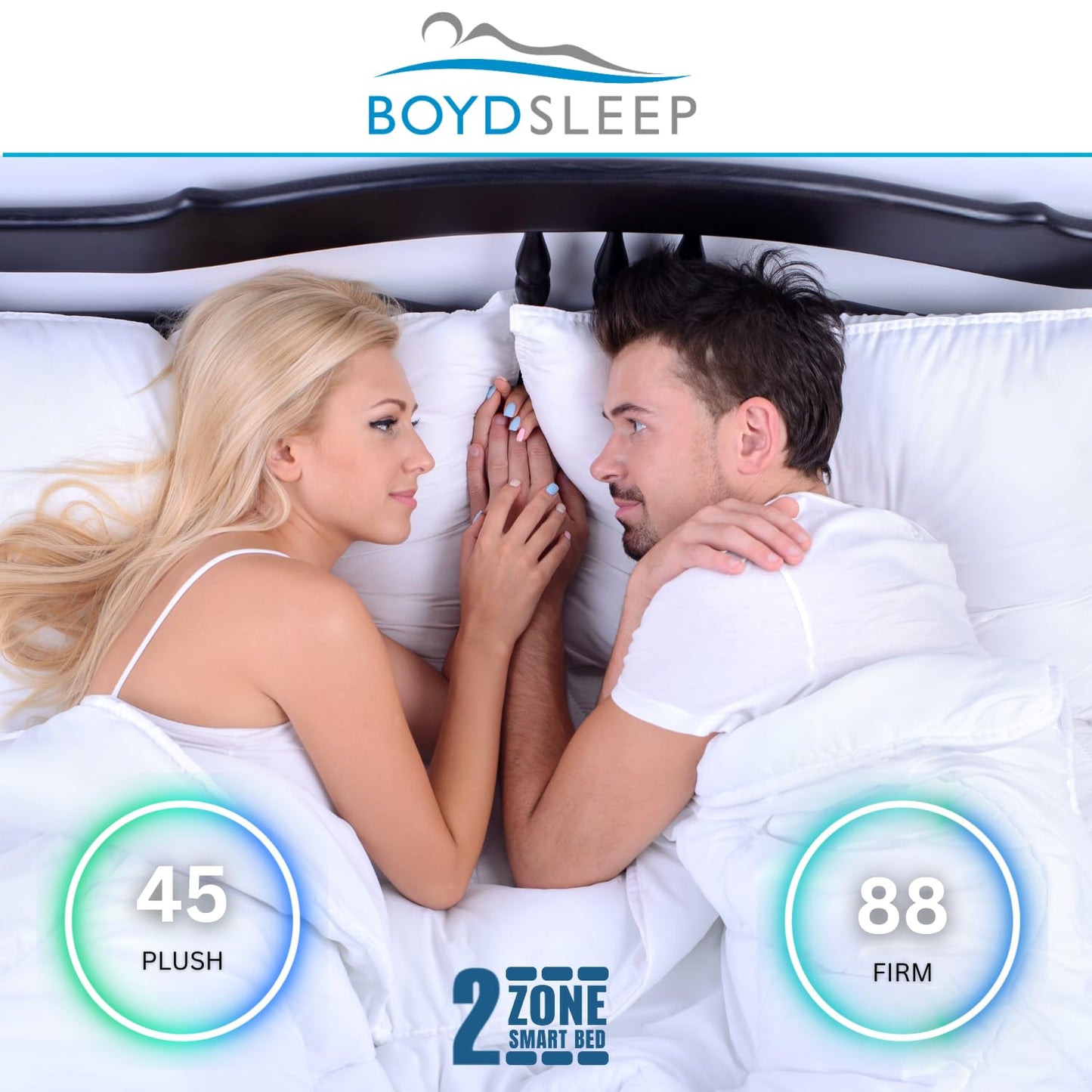 Boyd Sleep 11″ Smart Zone Mattress – Split-King Size, Dual-Chamber Adjustable Comfort & Firmness Control, Contouring Pressure Relief Foam Layer, Bed Only