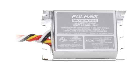 Fulham Workhorse WH2-120-C Electronic Ballast, 120V Instant Start, Multi-Lamp T5/T6/T8/CFL Compatible, Class P, cUL Listed, 1 or 2 Lamp