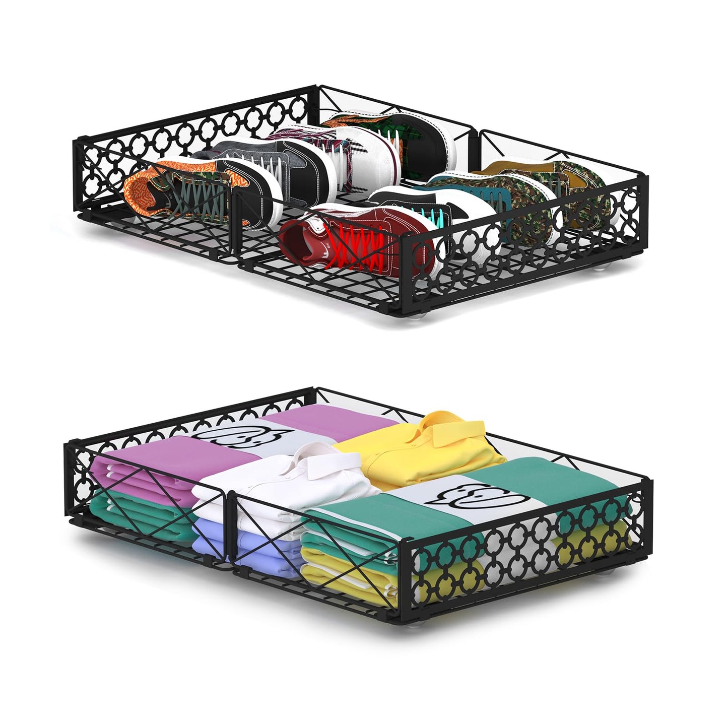 NADAMOO Under Bed Storage with Wheels, Low Profile Rolling Organizer Bins