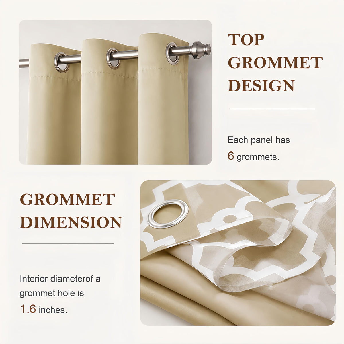Obsluvela 4-Piece Mix and Match Curtain Set, Beige, 35" W x 84" L Each
