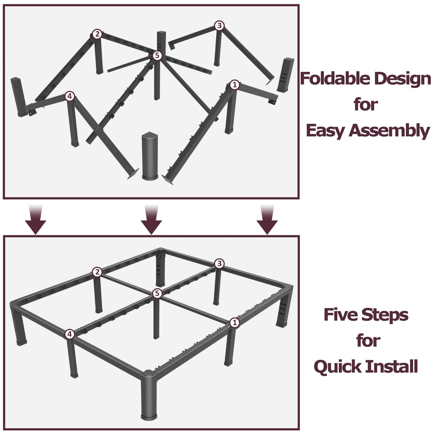 Bilily 6 Inch Low Bed Frame Queen with Round Corner Legs,3500 LBS Heavy Duty Low Profile Queen Bed Frame Metal Platform, No Box Spring Needed, Easy Assembly, Noise-Free, Headboard Compatible,Black