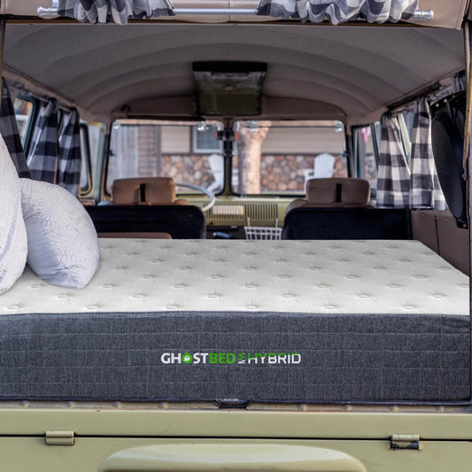 GhostBed 10" Short King RV Mattress - Memory Foam & Hybrid Coils, Low Profile, Medium Feel, Made in USA - Short King Mattress for RV Camper, Dimensions: 75"x72"x10"