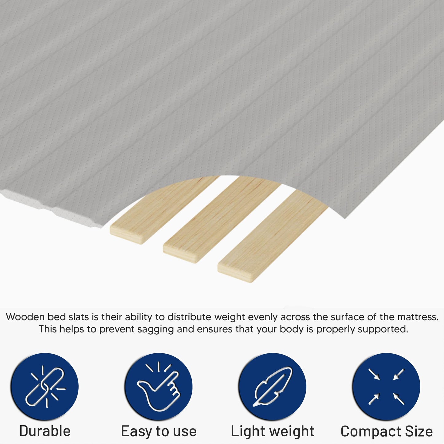Treaton, Full Size Bunkie Board – Heavy Duty Vertical Bed Slats with Cover & Wooden Support Board for Sagging, Under Bed-Support, Box Spring Alternative, Platform Bed and Replacement