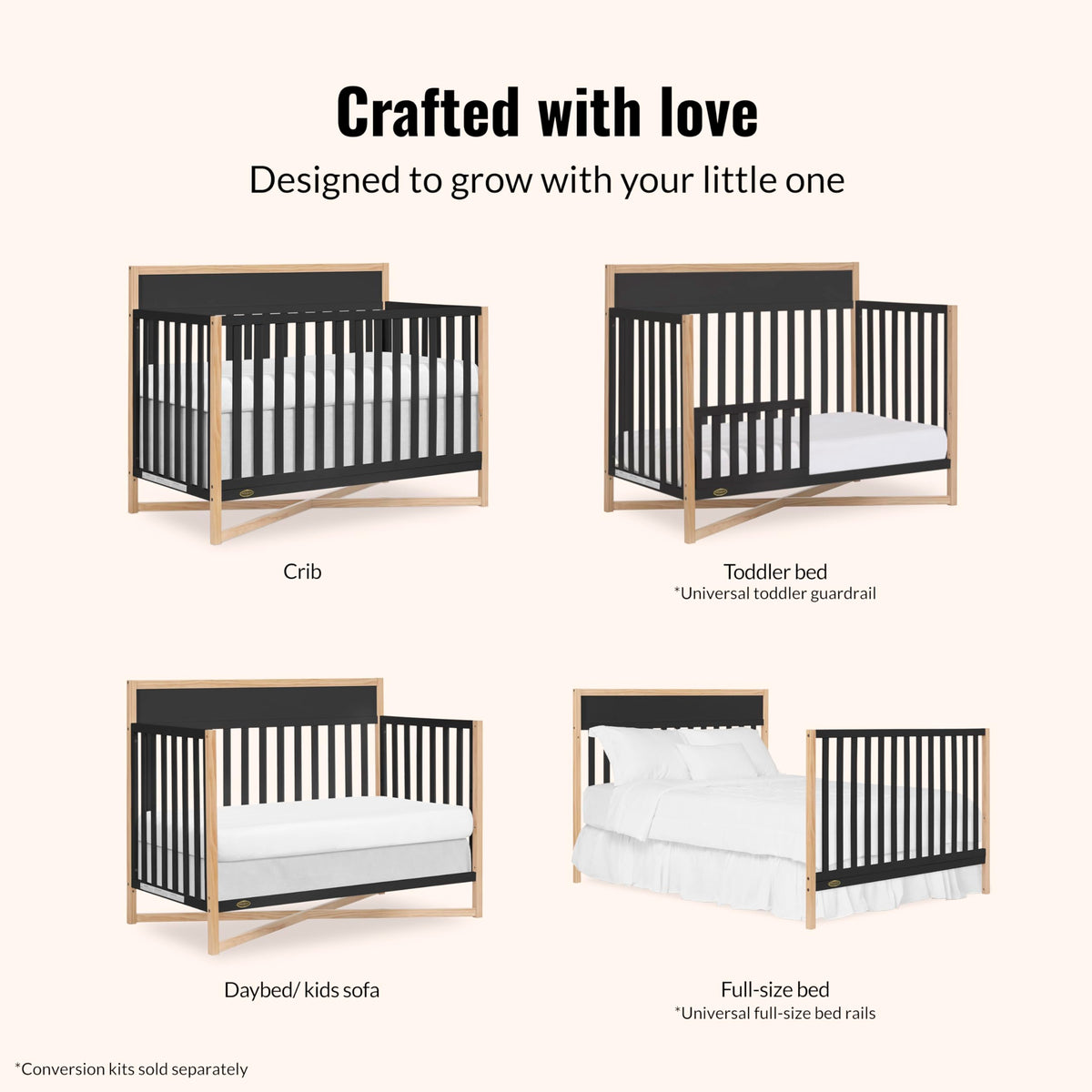 Dream On Me Owen 5-in-1 Convertible Full Size Baby Crib, GREENGUARD Gold