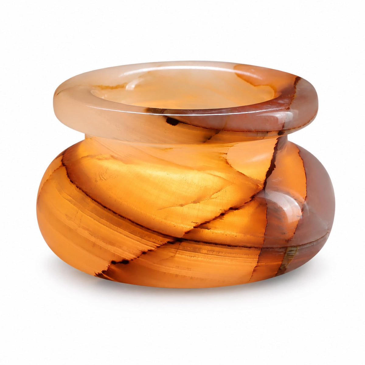 Artsolute Translucent Natural Stone Tea Light Candle Holder, 5.9 Inch