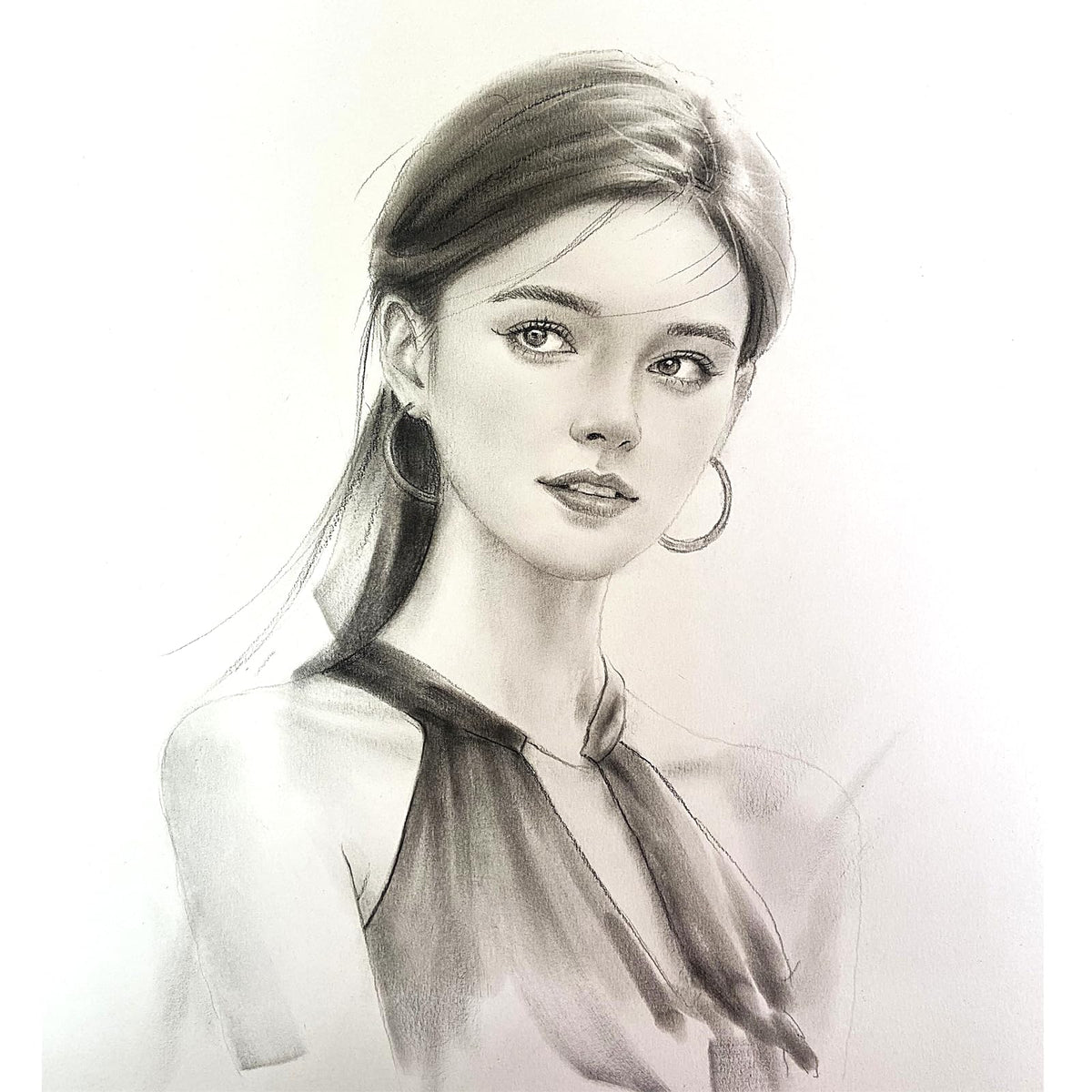 Custom Pencil Portrait 6x8 - Hand Drawn Pet Family Sketch from Photo