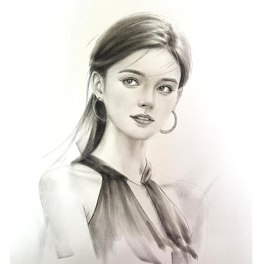 Custom Pencil Portrait 6x8 - Hand Drawn Pet Family Sketch from Photo