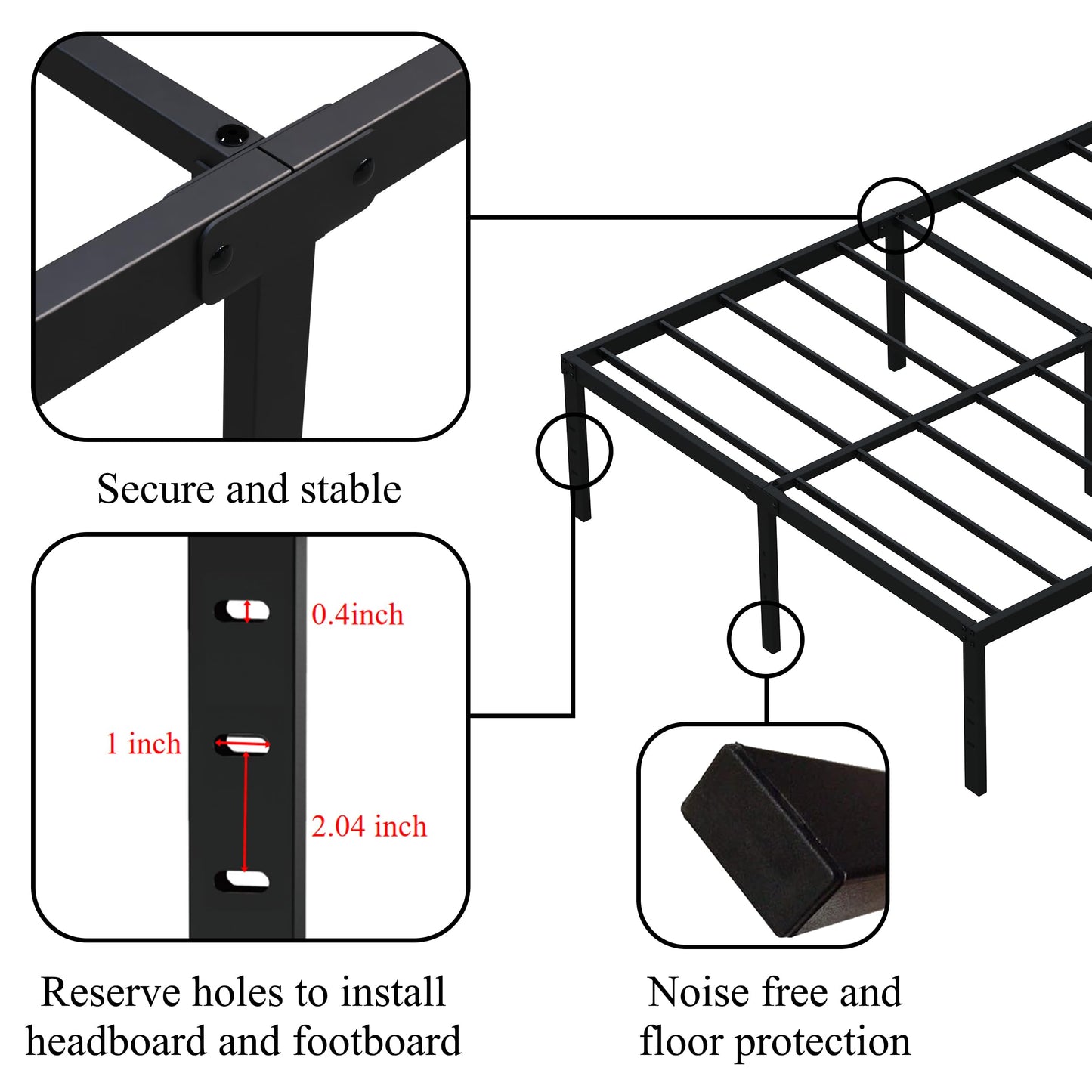 Upcanso 16 Inch California King Bed Frames No Box Spring Need, Platform Cal King Bed Frame with 14 Inch Storage, 3500 lbs Heavy Duty Metal Slats Support, Easy Assembly Mattress Foundation