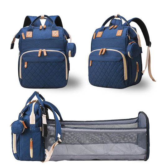 Lamroro Diaper Bag with Changing Station, Waterproof 3 in 1 Diaper Backpack with Foldable Changing Pad, USB Charging Port, Large Travel Backpack for Mom & Dad, Baby essentials-Blue