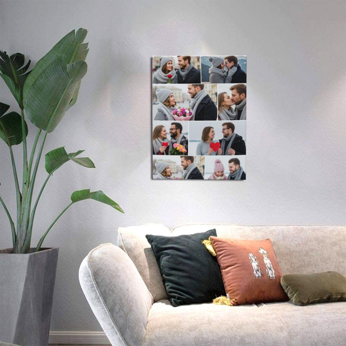 Nxwdwqa Custom Canvas Prints with Your Photos Prints, Personalized Canvas Wall Art, Upload Your Photo to Wall Art, Home Decor Gift for Family, Mom, Dad, Wedding, Pets (8 Photos)