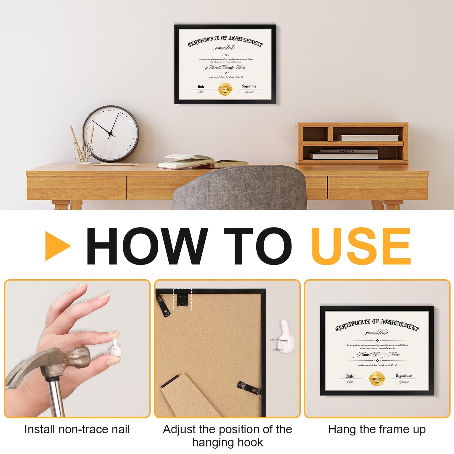 YixangDD 10 Pack Certificate Frames 8.5 x 11, College Diploma Frame with Clear Plexiglass, Black Degree Document Frame for Wall and Tabletop Display