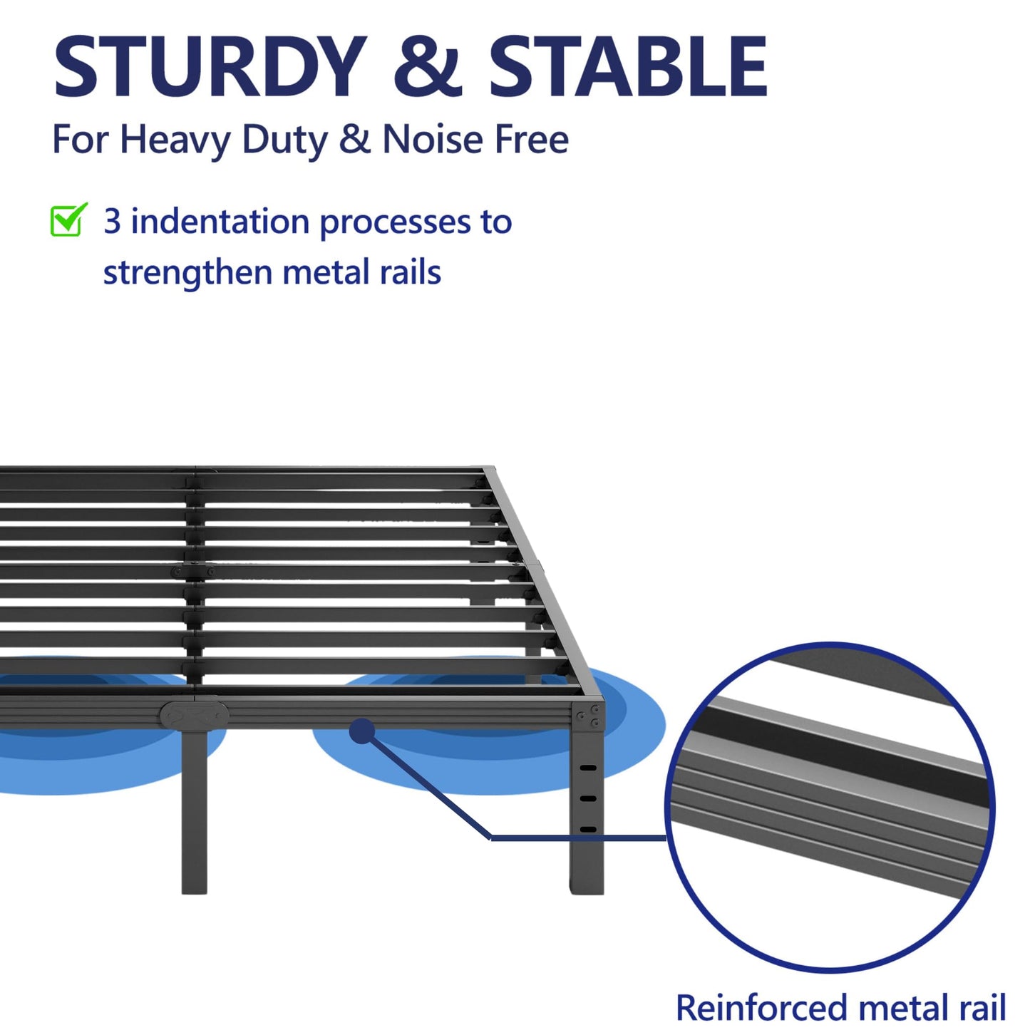 Furnitui 12 Inch High Platform California King Bed Frames, Metal Cal King Bed Frame No Box Spring Needed, Easy Assembly, Noise Free, Sturdy, Black