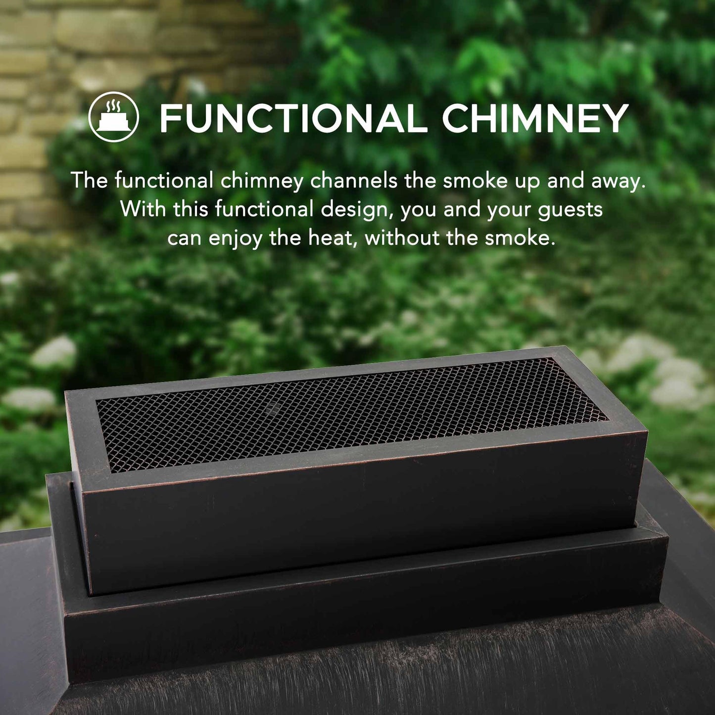 Sunjoy Outdoor Fireplace, Heavy Duty Patio Wood Burning Fireplace with Steel Chimney, Mesh Spark Screen Doors, Removable Grate and Fire Poker, Black