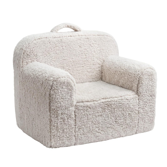 Pterying Toddler & Kids Chair Comfy for 1-3 Years Old, Toddler Couch with Washable Soft Sherpa Cover, Stable High-Resilience Foam Kid Sofa, Light Grey