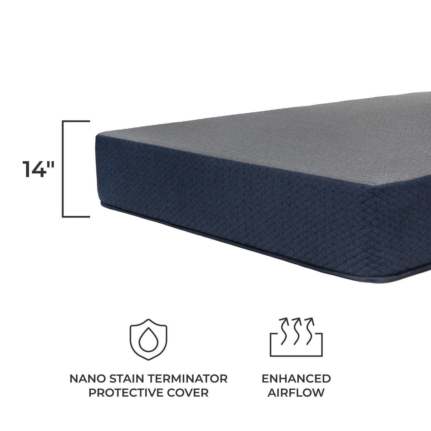 DREAMFOAM Brooklyn Bedding Copperflex Essential 14" Gel Memory Foam Mattress with Stain Protection, Short Queen |Made in Arizona