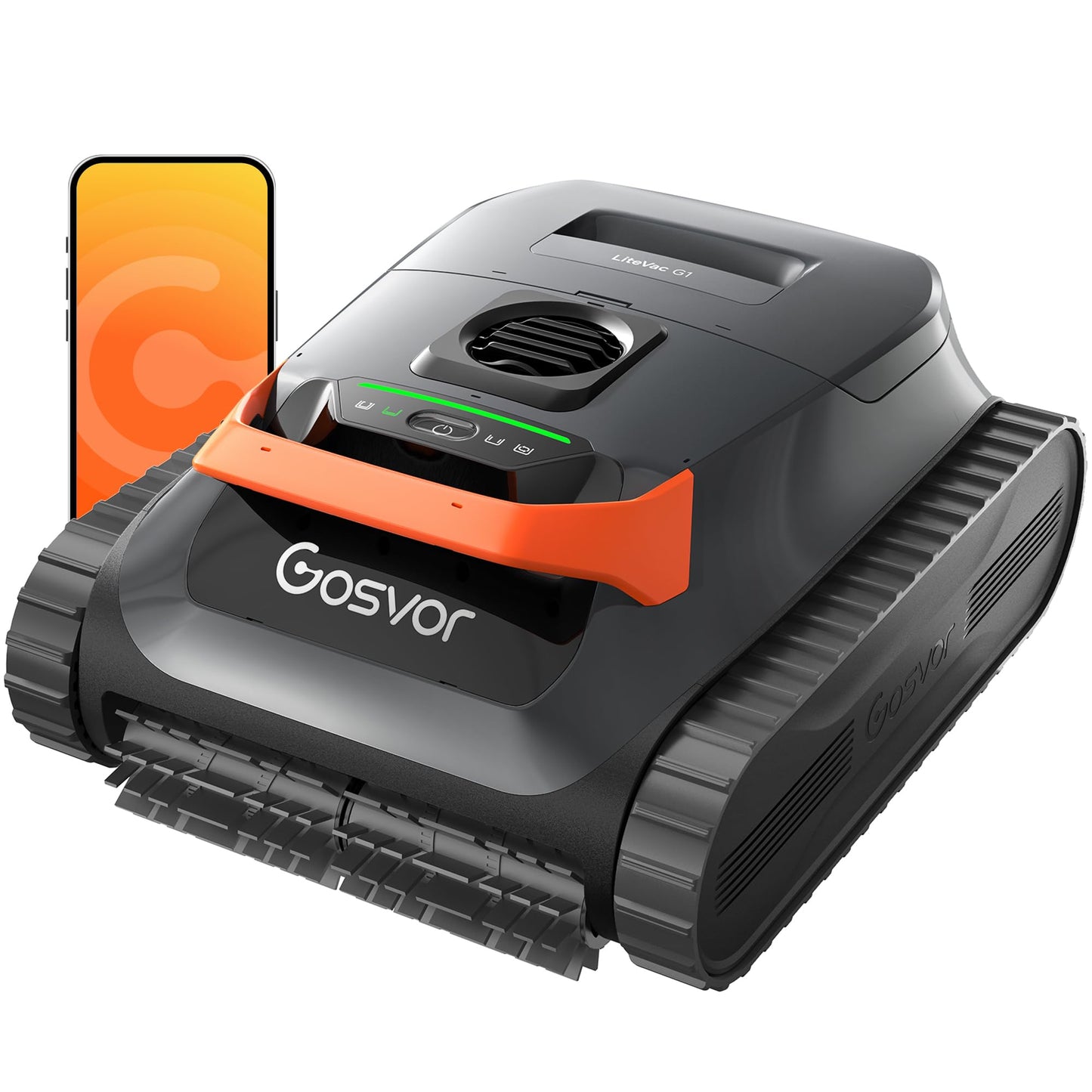 Gosvor LiteVac G1 Cordless Robotic Pool Cleaner for Inground Pools, Above Ground Pool Vacuum with 4-in-1 Wall & Waterline Scrubbing, Easy to Use, Up to 200-Min Runtime, Eco Mode, App Support, Orange