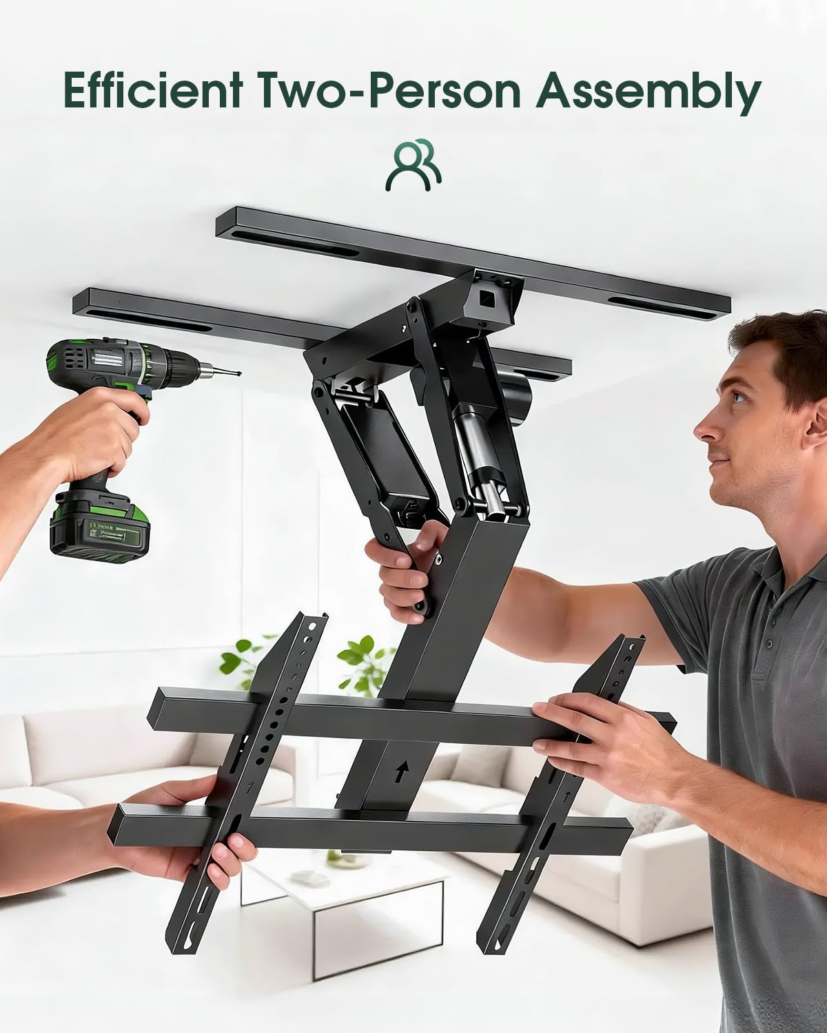 Zontera Electric Ceiling TV Mount with Remote, Motorized Tv Mount Flip Down for 32-70 inch Flat and Curved Screen TVs up to 110 lbs, Fits Flat & Pitched Ceilings, Max VESA 600x400, Black