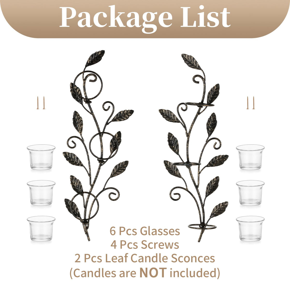 Sziqiqi Wall Sconces Candle Holder - Wall Tealight Candle Sconce Black