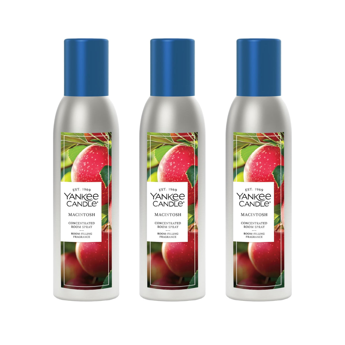 Yankee Candle Concentrated Room Spray Air Freshener, Instant Home Fragrance, Odor Eliminating Spray, Macintosh (Pack of 3)