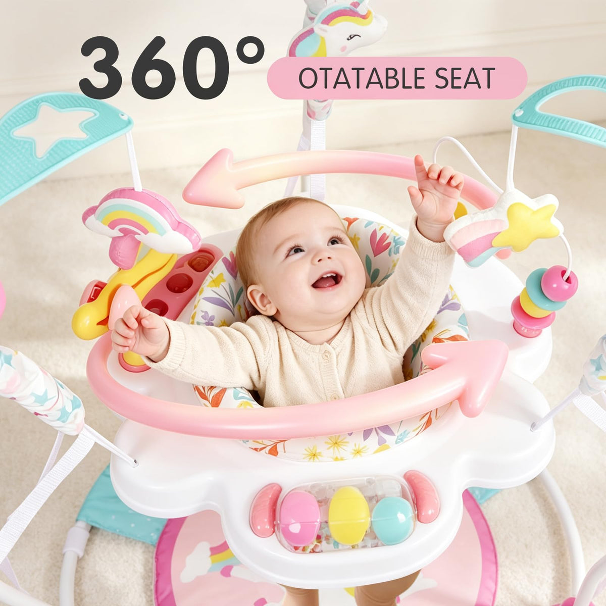Baby Bouncer Activity Center,3-in-1 Baby Jumper and Play Center Station,6+M