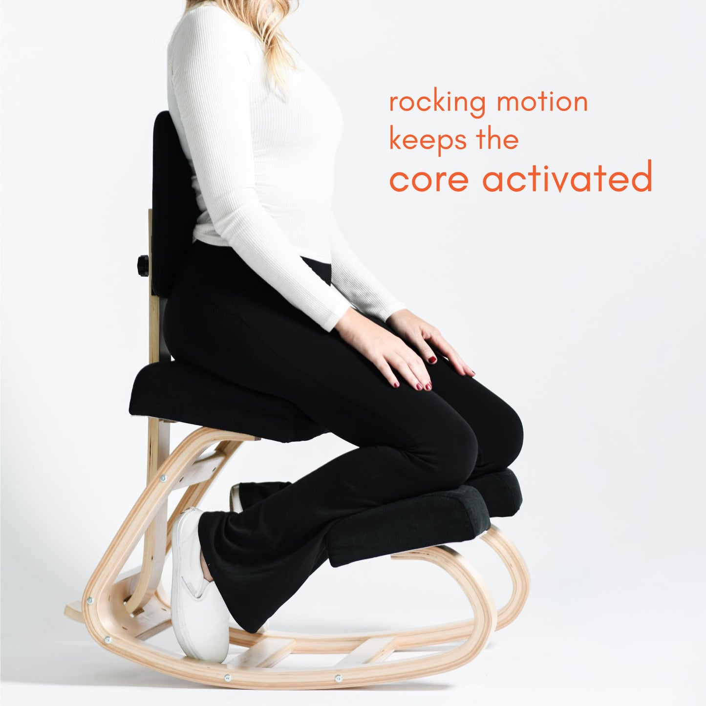 Sleekform East Austin Kneeling Chair with Back Rest - Black, Ergonomic