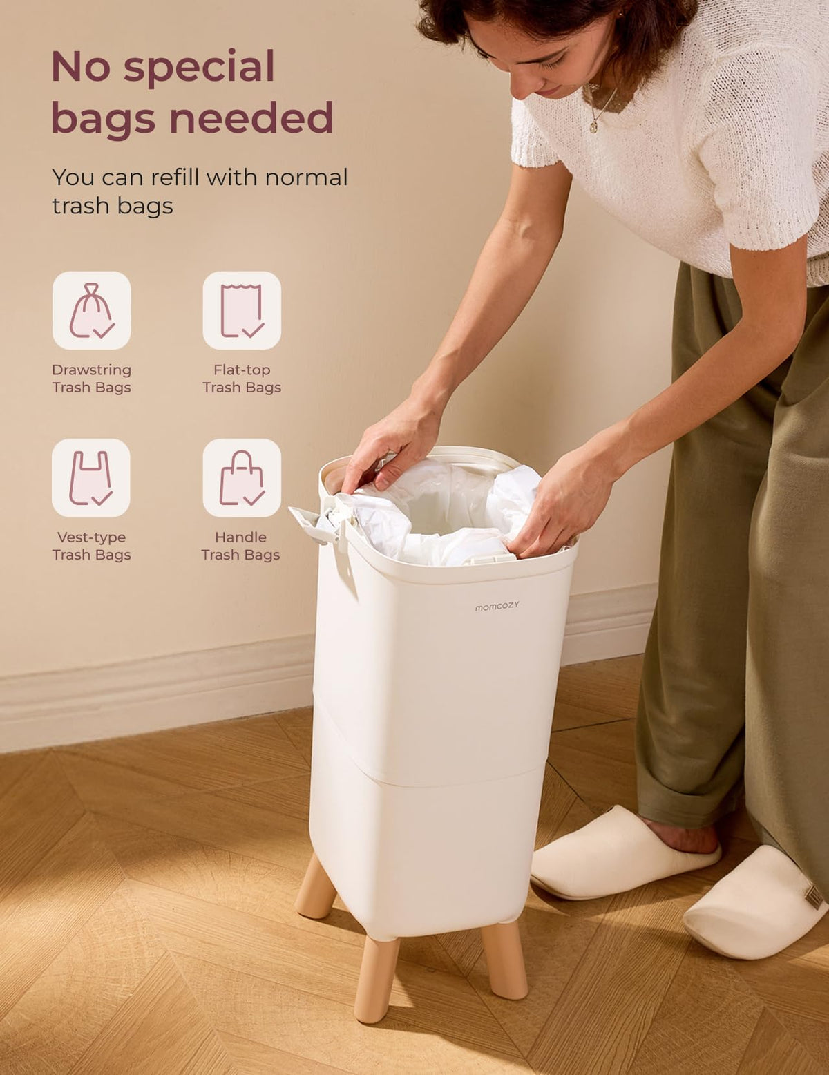 Momcozy Triple-Seal Diaper Pail with Odor Locking, Ergonomic Height Design