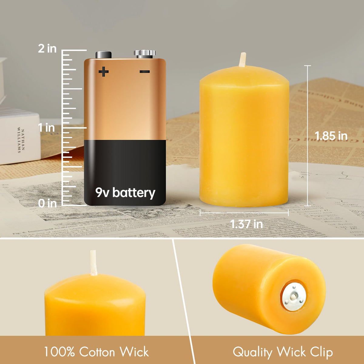 GINITIRI Beeswax Votive Candles Bulk, 8+ Hour Small Pillar Set