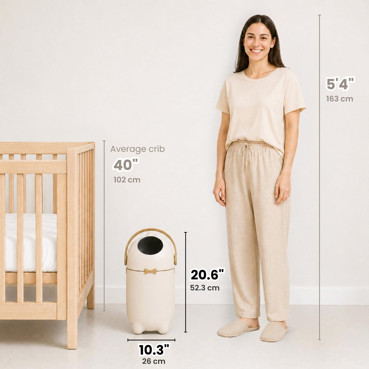 iTouchless 4 Gal Kids Room Wastebasket | Odor-Sealing Bin | Boho Ivory