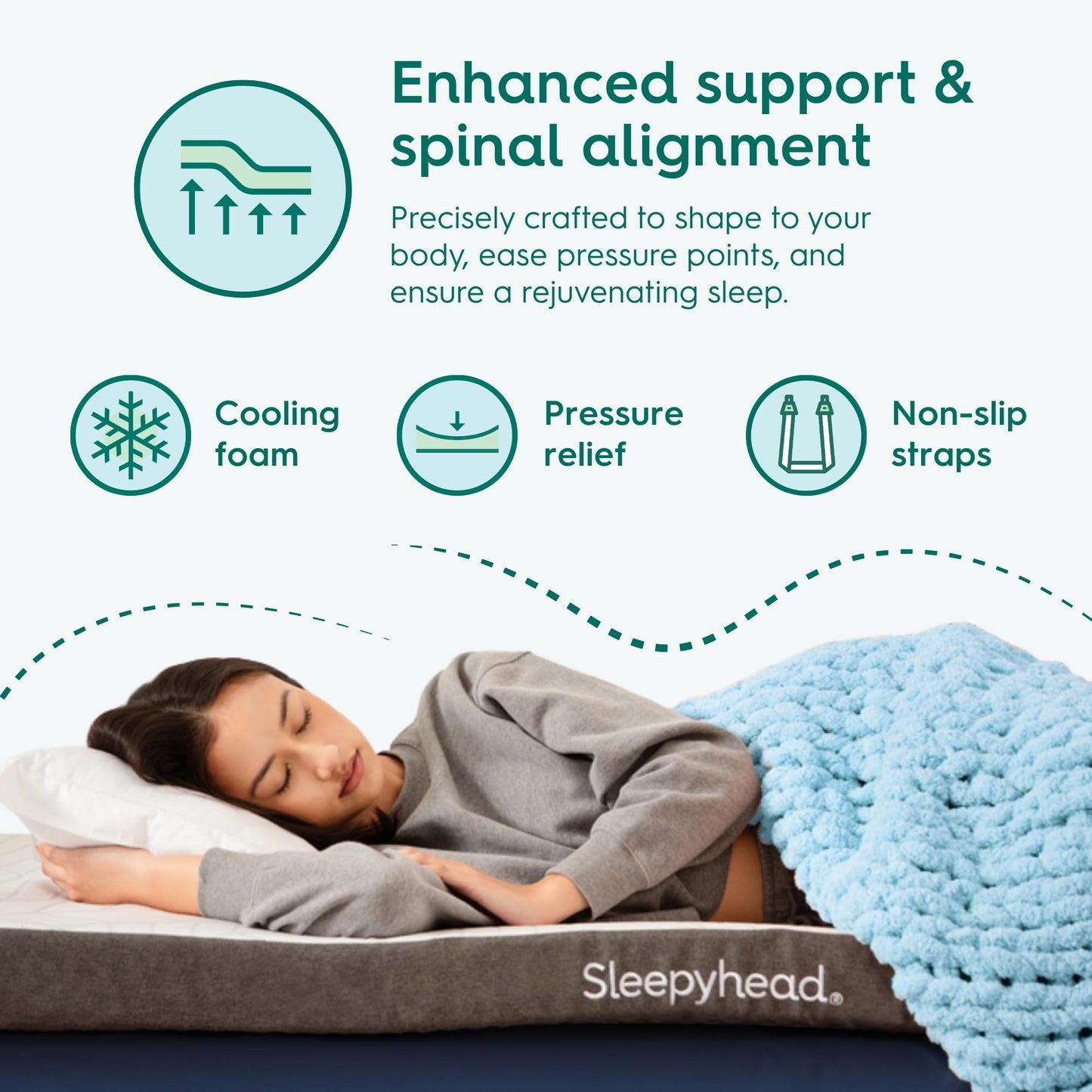 Sleepyhead Full XL 3 Inch Mattress Topper for College Dorm Beds, Cooling Gel Memory Foam, Pressure-Relieving Comfort, Removable Washable Cover, CertiPUR-US® Certified (XL Full 3")