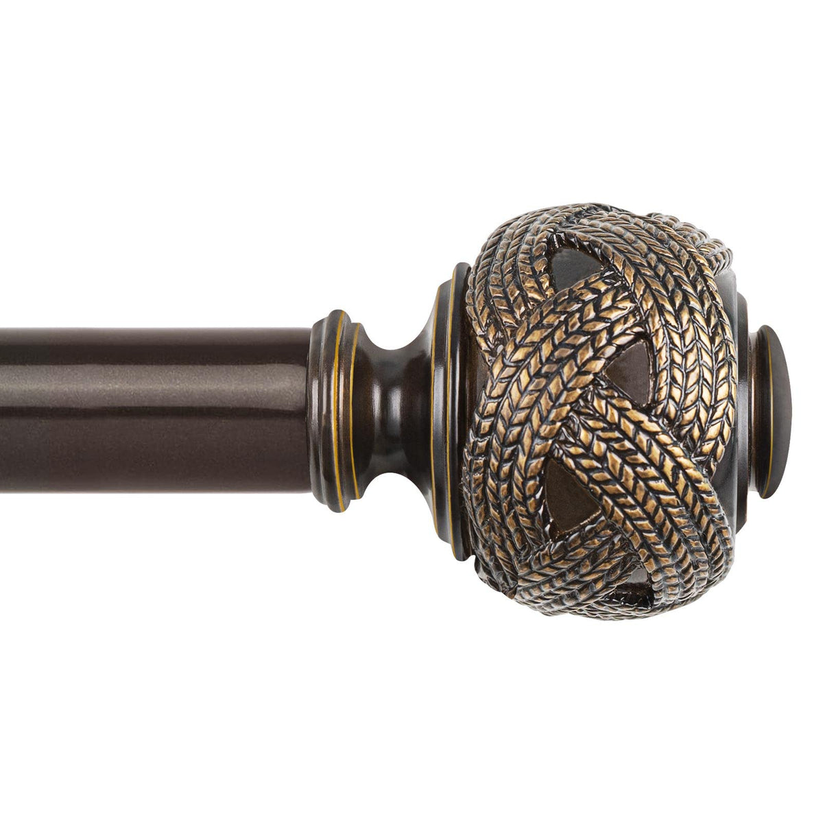 USFOOK Window Treatment Finials for 1 or 7/8 Inch Curtain Rods, Bronze Drapery Rods Replacement Finials with M6 Screws, Woven Leaf Pattern, 2 Pack