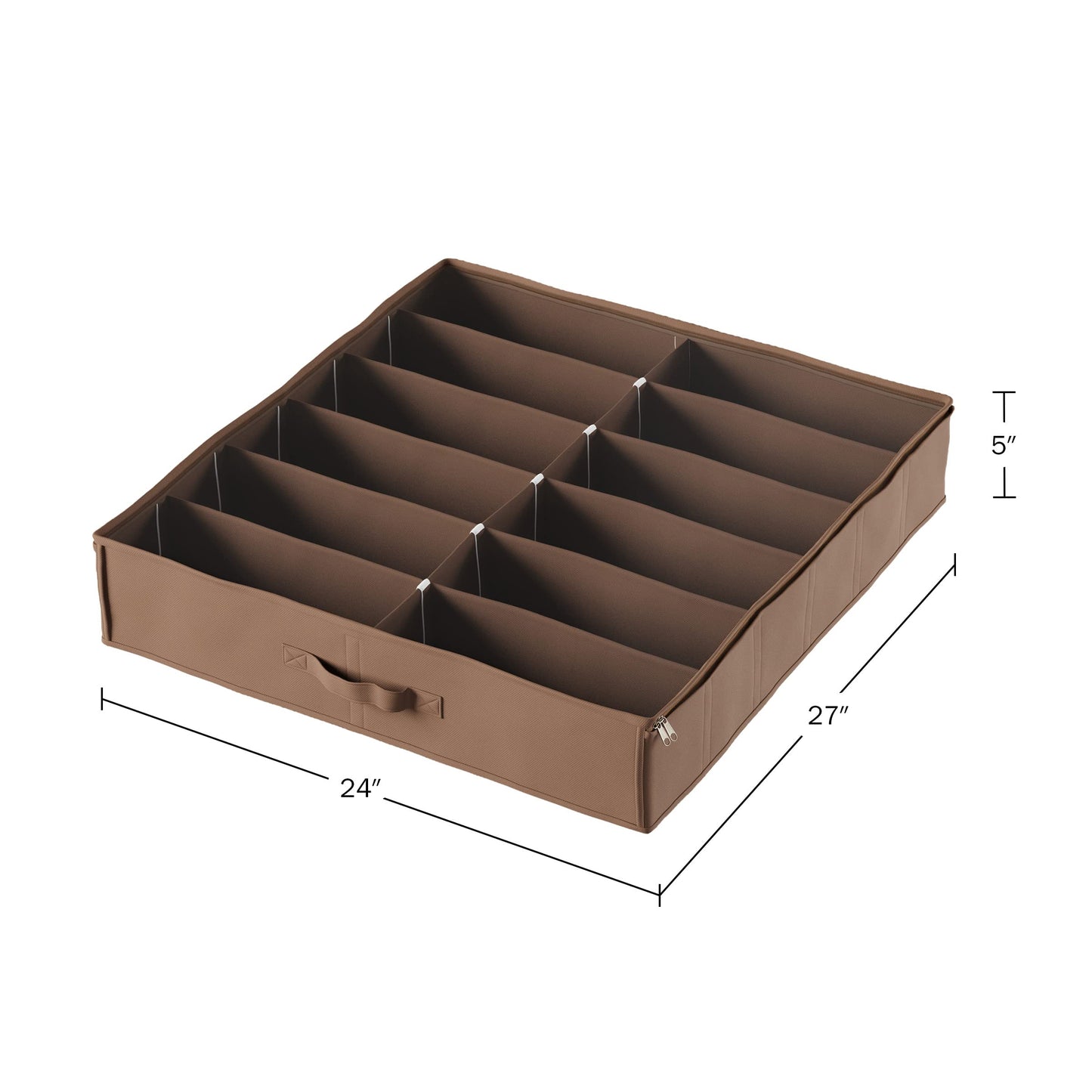 Under Bed Storage Shoe Organizer Bag with Clear Plastic Zippered Cover, Stores 12 Pairs of Shoes by Everyday Home (Brown)