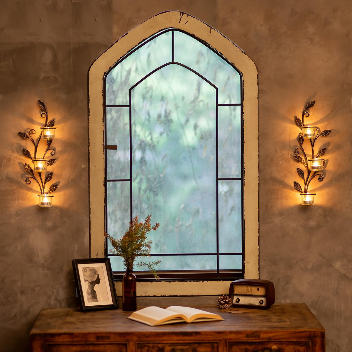 Sziqiqi Wall Sconces Candle Holder - Wall Tealight Candle Sconce Black