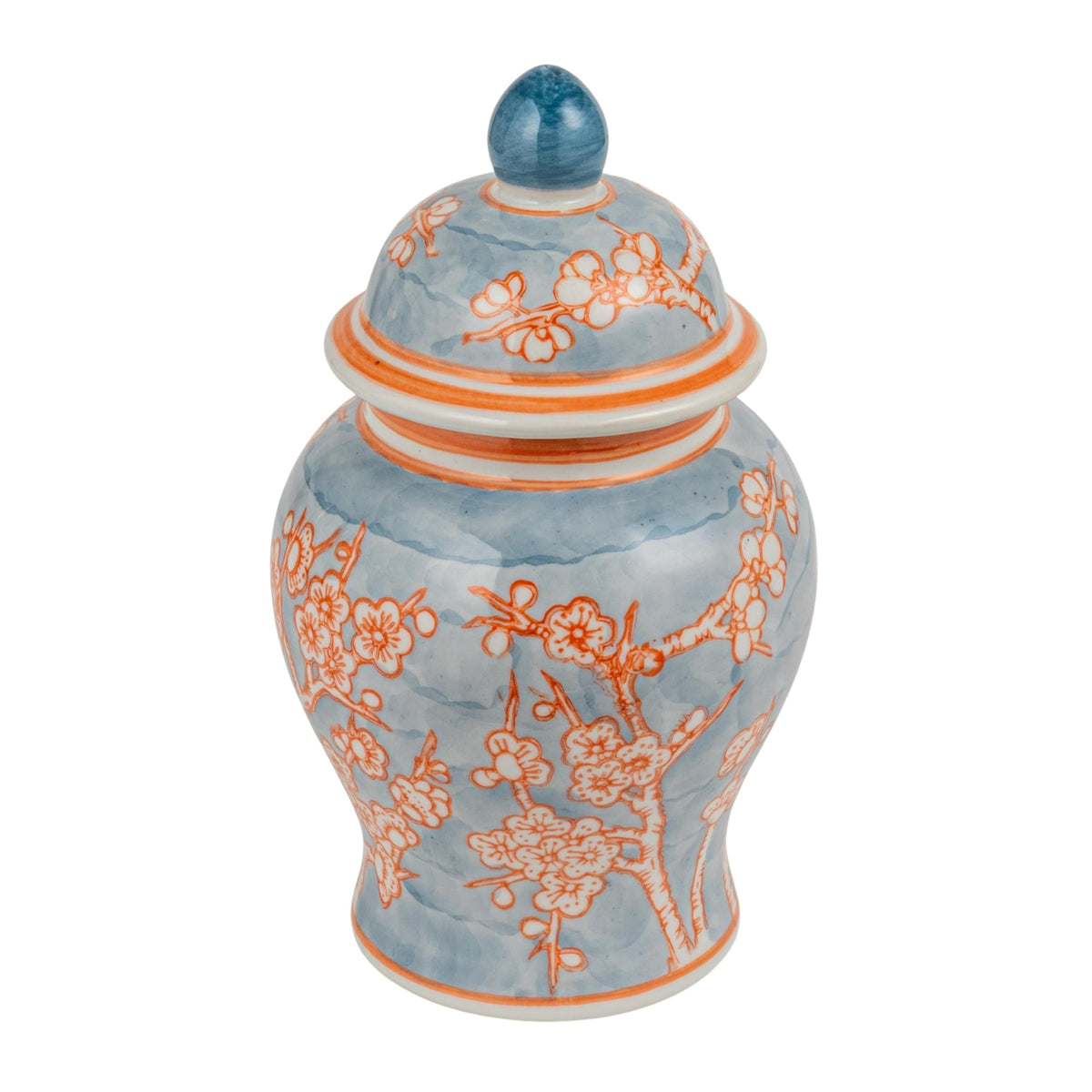Creative Co-Op Decorative Ceramic Ginger Jar with Domed Lid, Light Blue