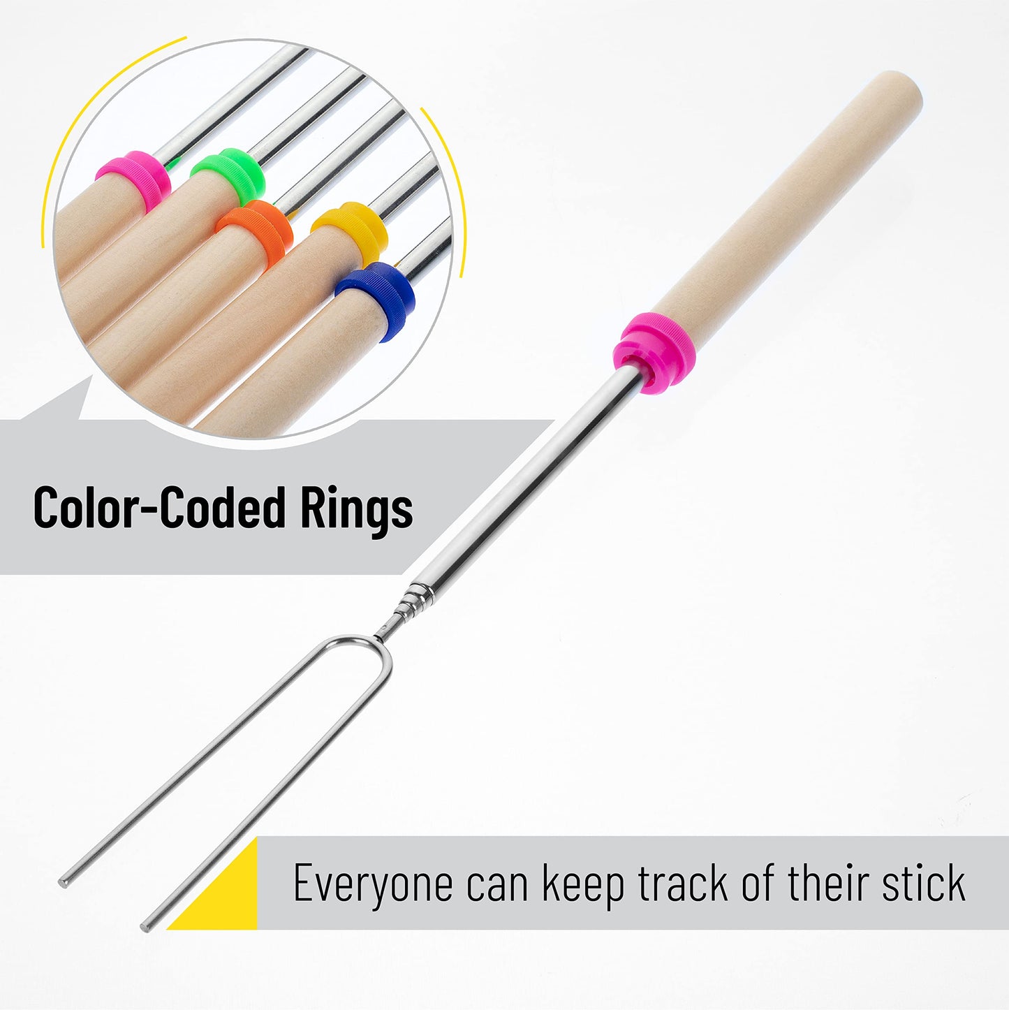 UNCO- Marshmallow Roasting Sticks, 32”, 5 Pack, Dark Brown