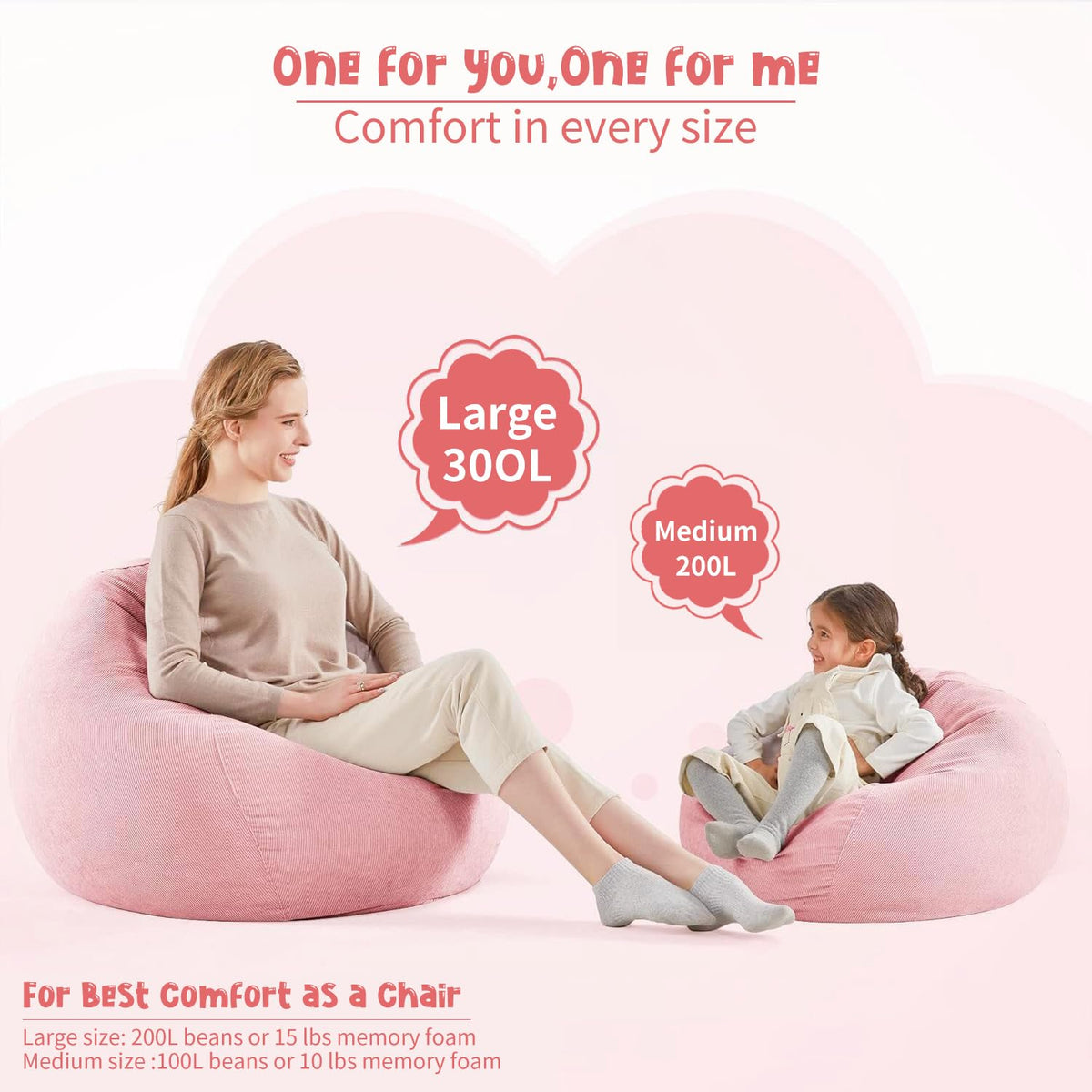 Nobildonna 2.5 ft Bean Bag Chair Cover,Pink 200L