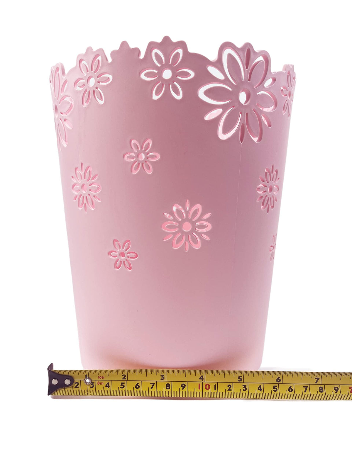 VIUJUH Hollow Flower Plastic Wastebasket Trash Can for Home (Pink, Medium)