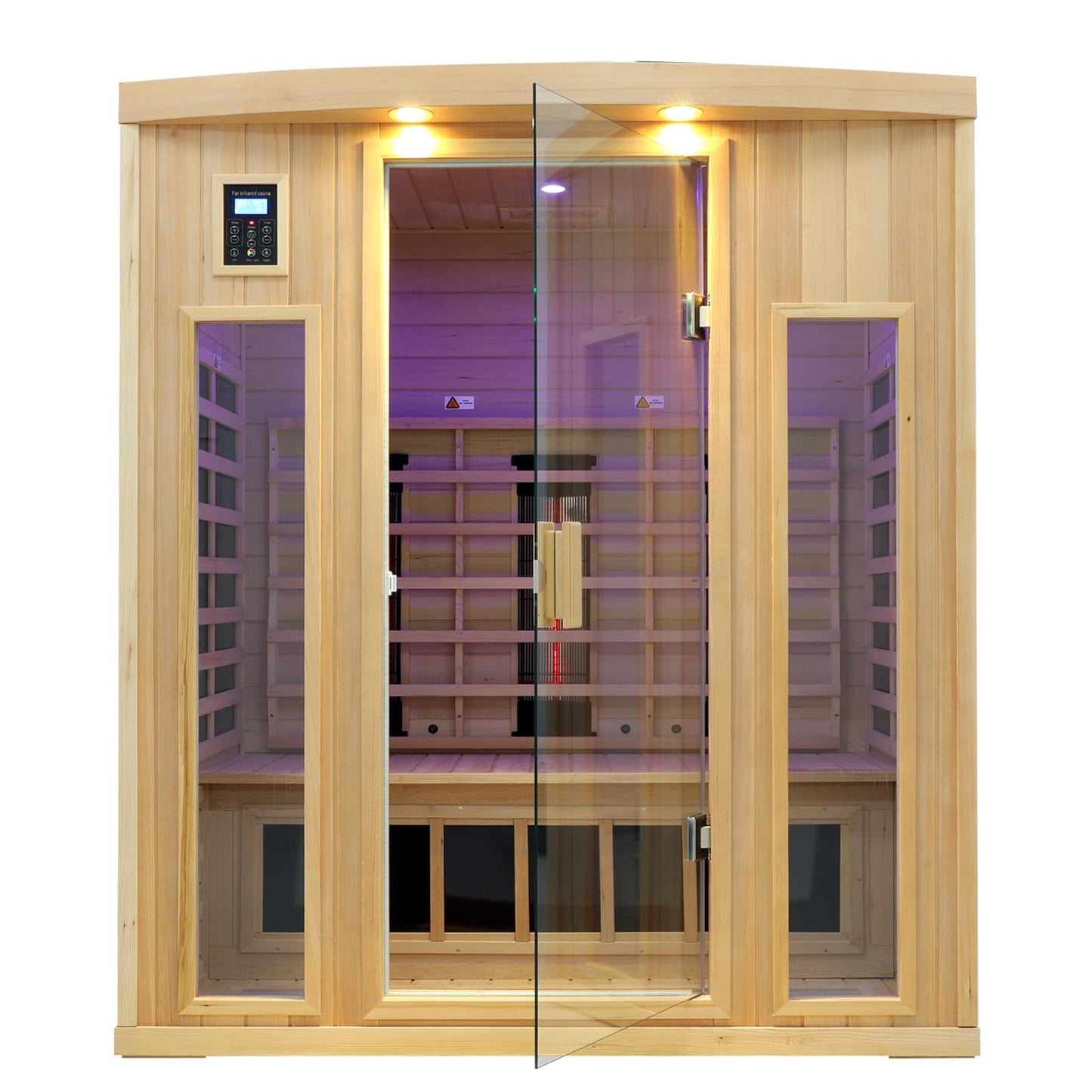 KUNSANA 3 Person Infrared Sauna, Ceramic Infrared Sauna 3 Person, Far Infrared Saunas for Home, Low EMF Infrared Indoor Sauna, Hemlock Wooded Sauna Room, Bluetooth Speakers, Chromotherapy Lights