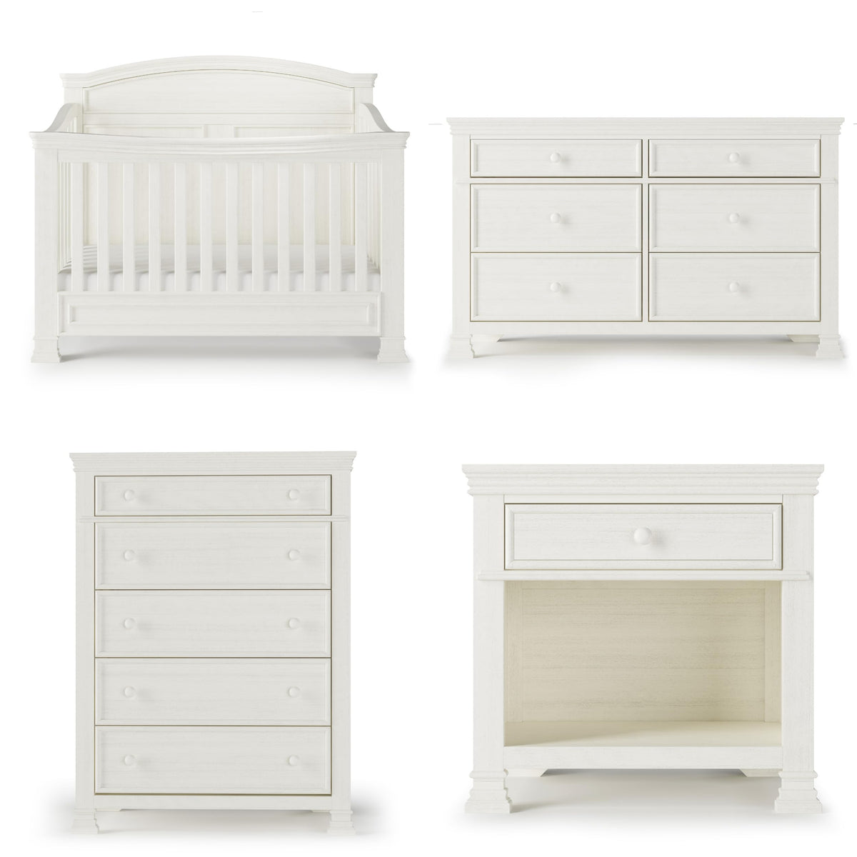 Child Craft Westgate Crib, Double Dresser, Chest, and Nightstand Nursery Set, 4-Piece, Includes 4-in-1 Convertible Crib, Dresser, Chest, and Nightstand (Vintage Linen)