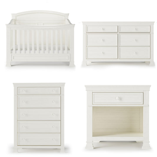 Child Craft Westgate Crib, Double Dresser, Chest, and Nightstand Nursery Set, 4-Piece, Includes 4-in-1 Convertible Crib, Dresser, Chest, and Nightstand (Vintage Linen)