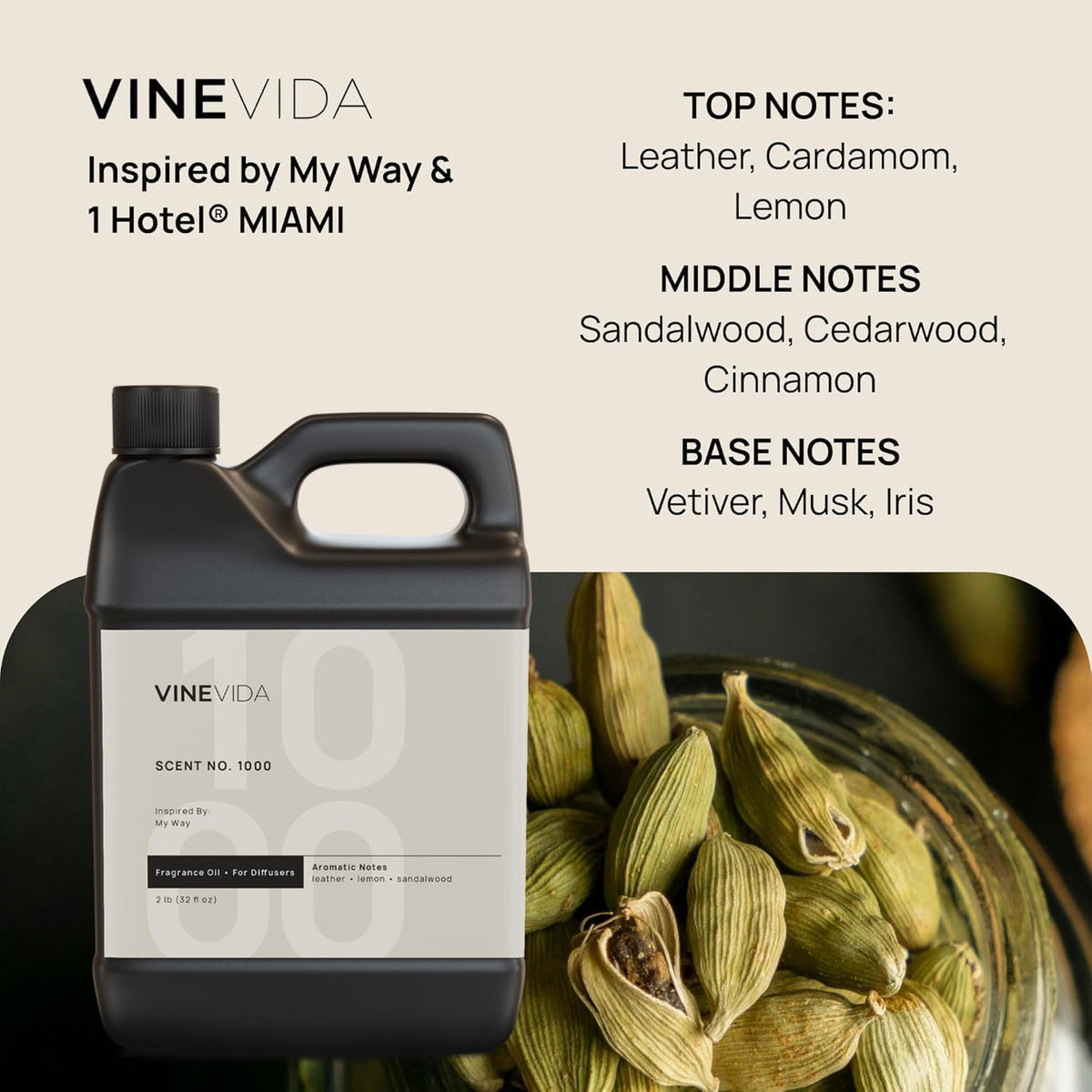 VINEVIDA (32oz) Hotel Fragrance Diffuser Oil - Hotel Scents for Home - Cold Air Diffuser Oil - Essential Oil - Scent Inspired by My Way