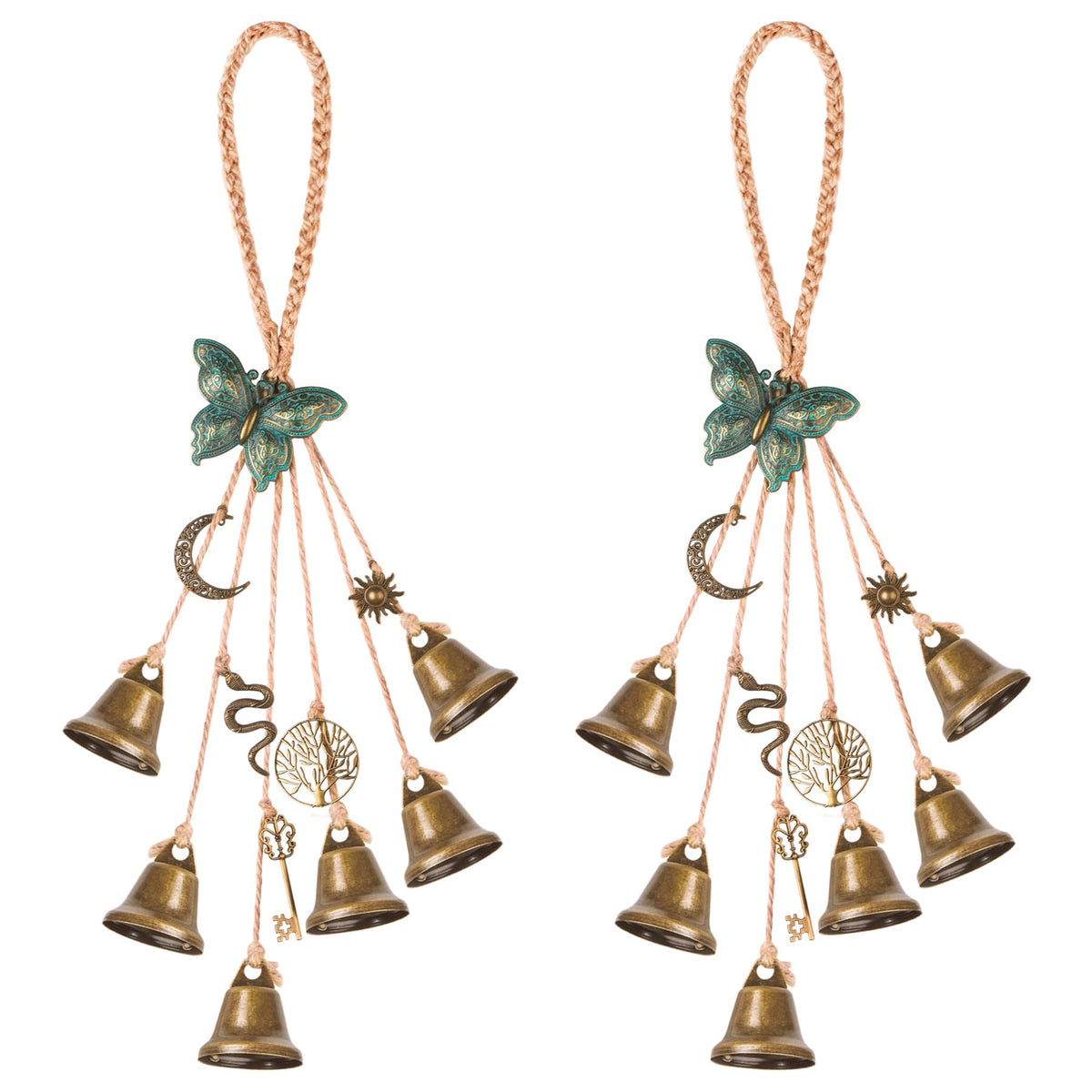 2PC Butterfly Witch Hanging Bells for Home Door Knob Protection