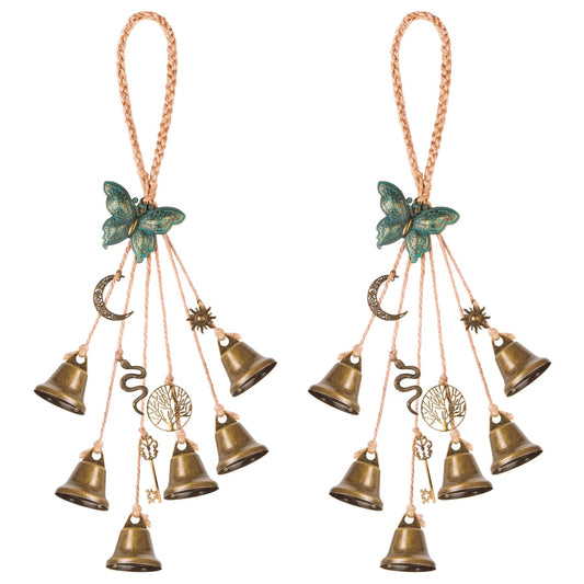 2PC Butterfly Witch Hanging Bells for Home Door Knob Protection