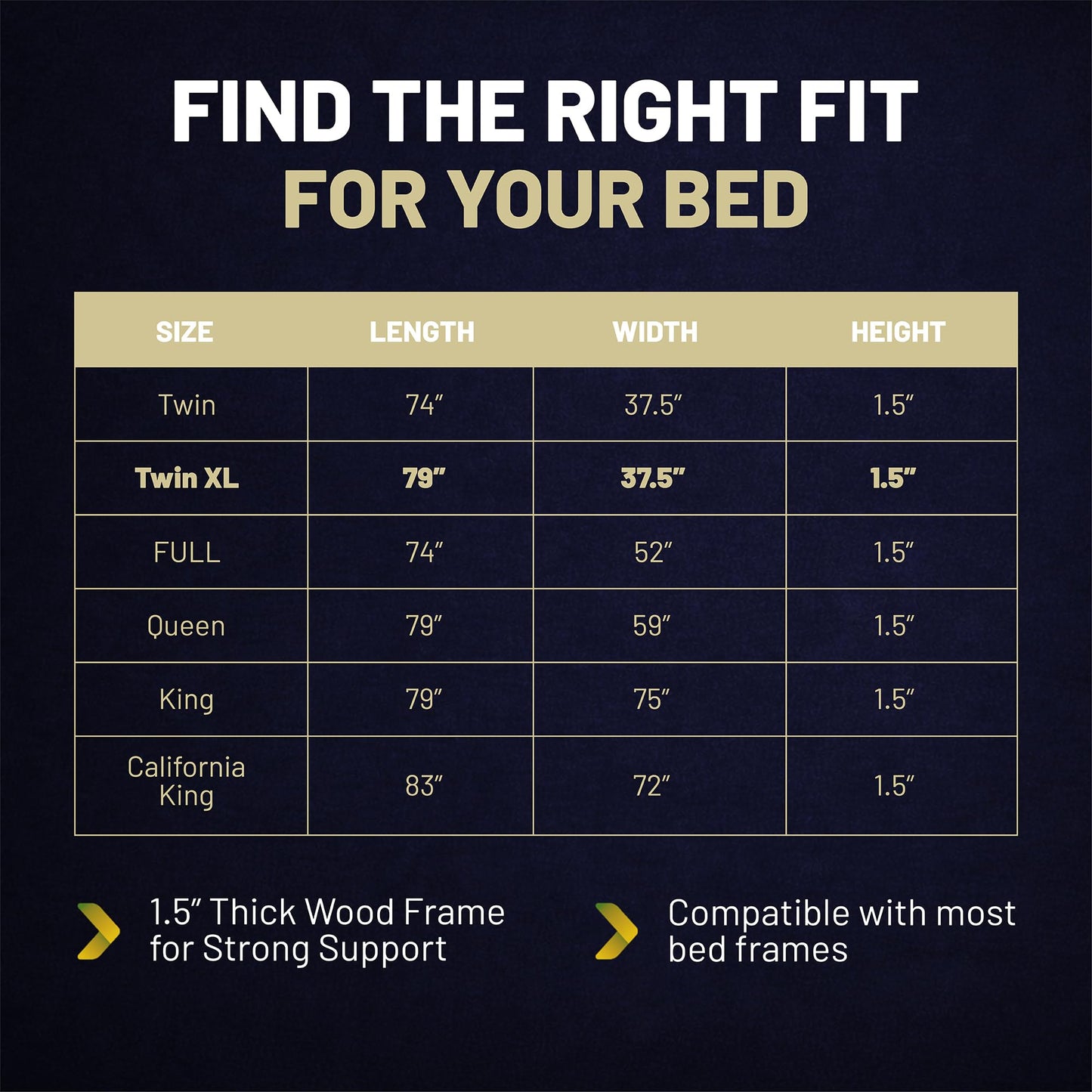 Treaton, Premium 38mm Split Wood Bunkie Board Twin XL Size Bed - 2-Piece Under Mattress Support Board, Fully Assembled, Fabric Ventilation Cover - Replaces Wooden Slats or Box Spring for Bed Frames