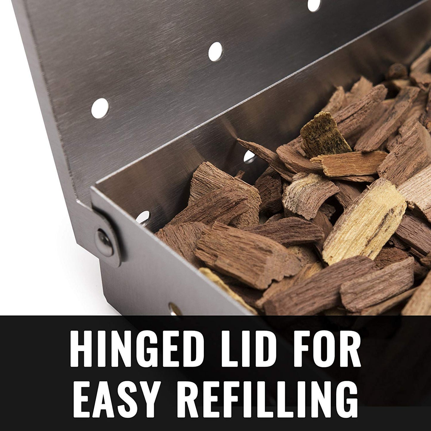 Grillaholics Smoker Box for Gas & Charcoal Grills – Large Stainless Steel Wood Chip Container for Smoking Meat – Grilling Accessories for BBQ Lovers – Grilling Gift for Men