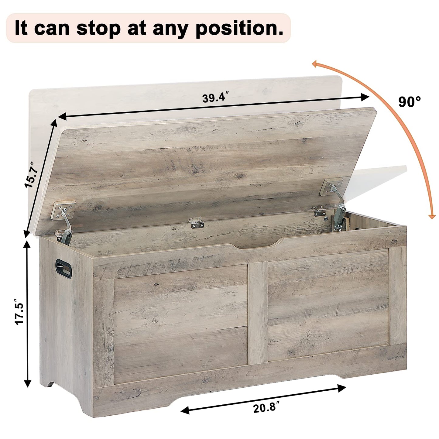 Timberer 39.4" Storage Chest, Wooden Storage Bench, Lift Top Toy Chest